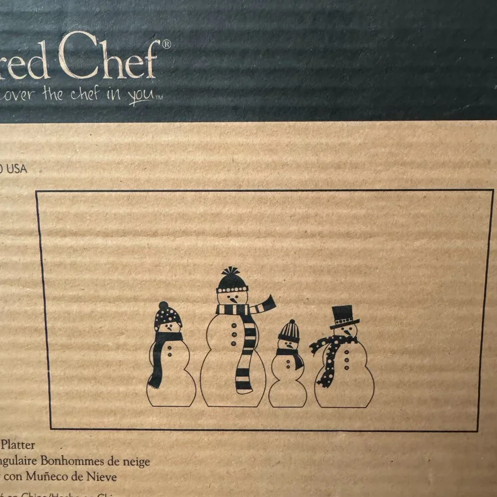 The Pampered Chef - Snowmen Rectangle Glass Platter